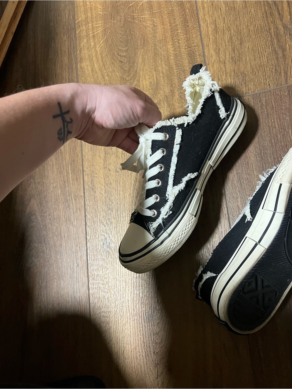 Very G Black Canvas Low-Top Sneakers with Cream Accents